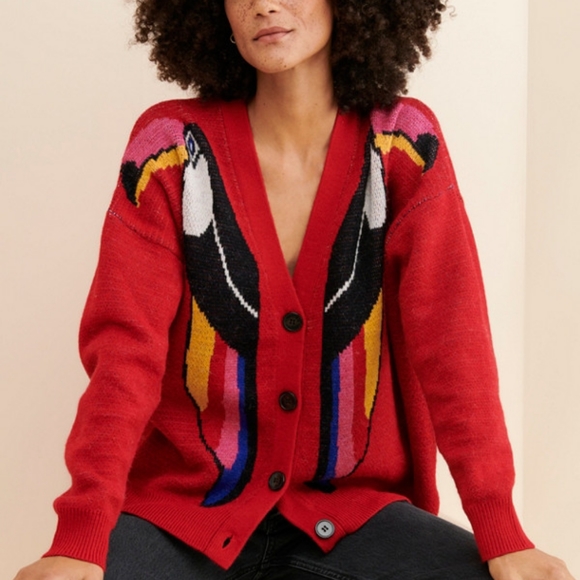FARM Rio | Sweaters | New Farm Rio Red Toucan Cardigan Sweater Size Small |  Poshmark